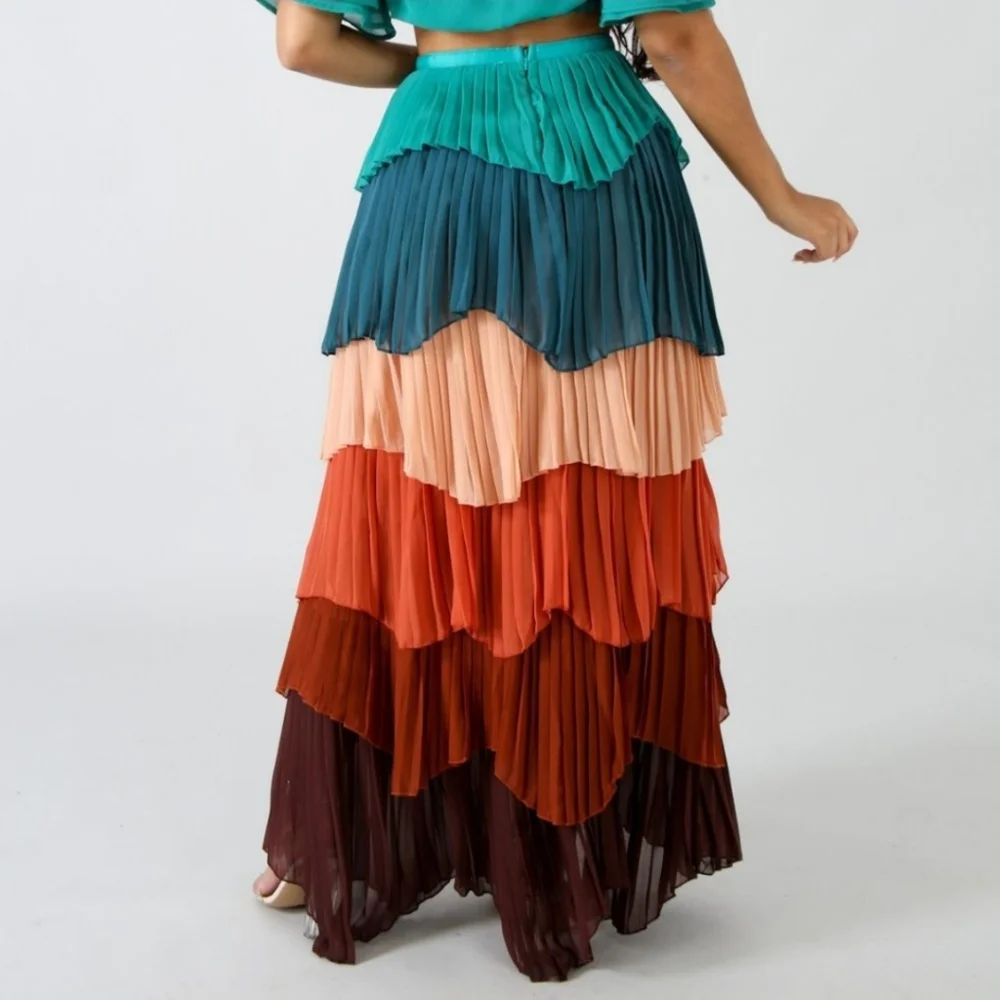 Colorful Multicolored Tiered Skirt - Picture 7 of 8
